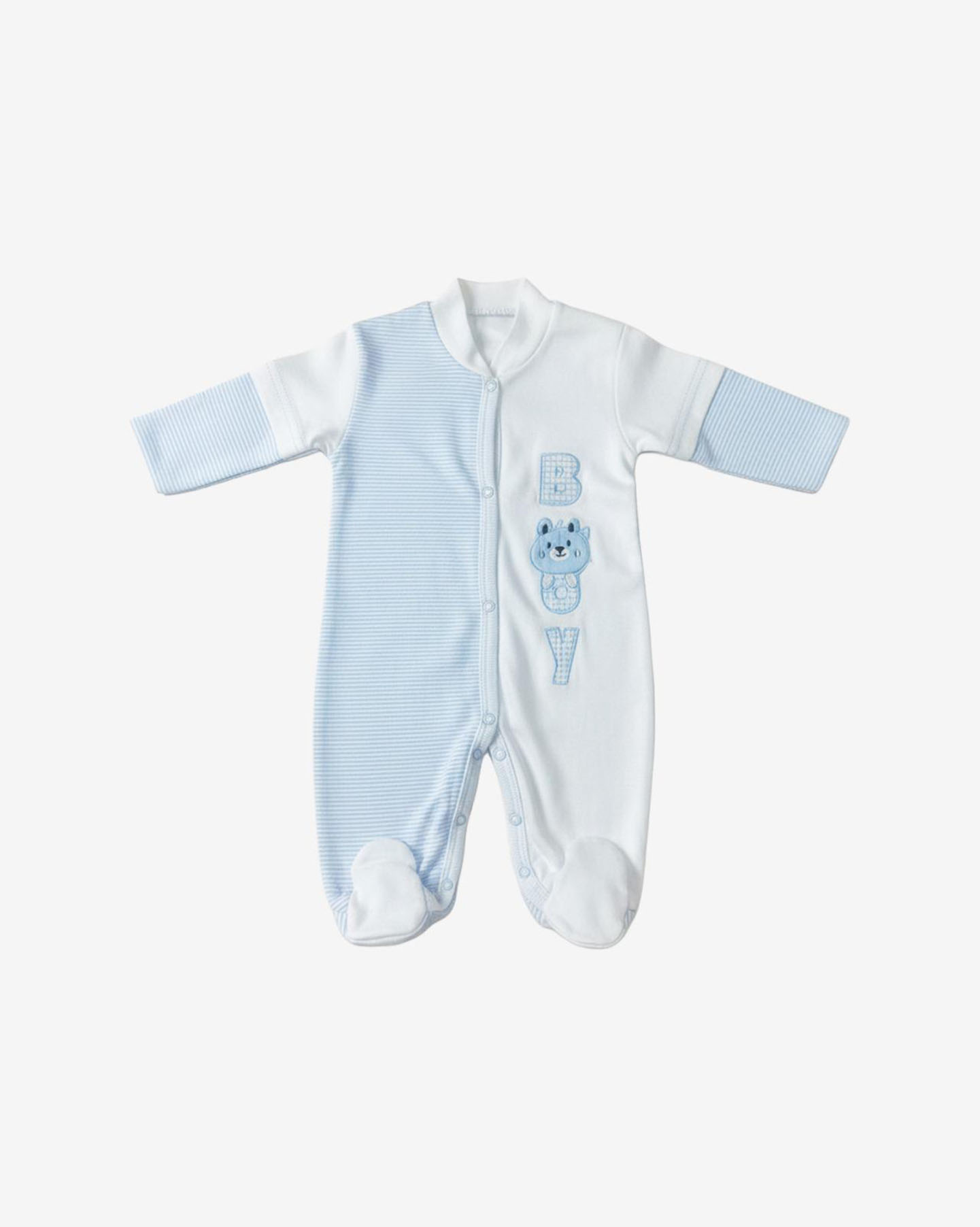 Baby Boy’s Blue 3-Piece Romper Set - الصورة 2