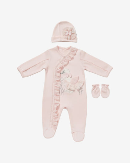 Kız Bebek Pembe 3’lü Tulum Seti