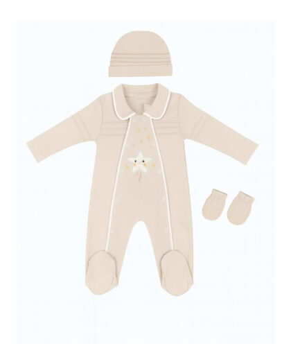 Erkek Bebek Açık Kahve 3’lü Tulum Seti