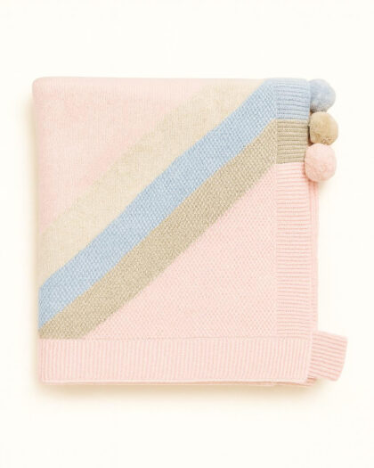 Kız Bebek Yeni Doğan Peluş Örgü Desenli Triko Battaniye 85 x 100 cm