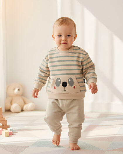 Erkek Bebek Çizgili Eşofman Takımı
