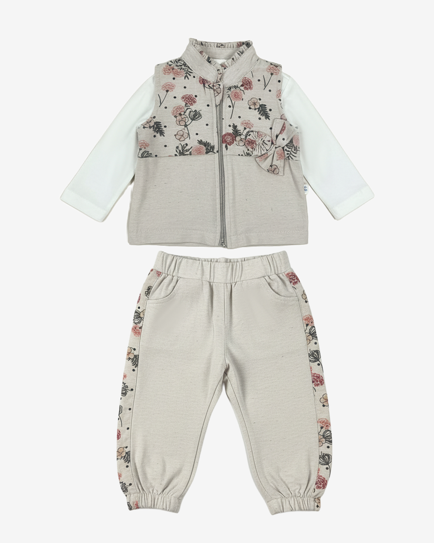 Baby Girl’s 3-Piece Set with Zip-Up Gilet - Image 2