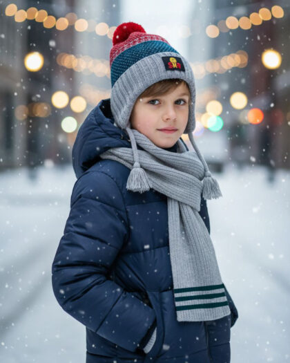 Erkek Çocuk 3'lü Şapka Bere Eldiven Seti - Çok Renkli- 4-8 Yaş