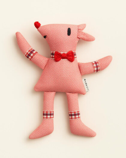 Kırmızı Renk El Yapımı Kumaş Oyuncak Fare – 22 cm