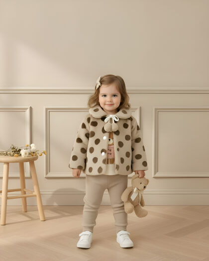 Kız Bebek Puntiye Kürklü 3'lü Takım