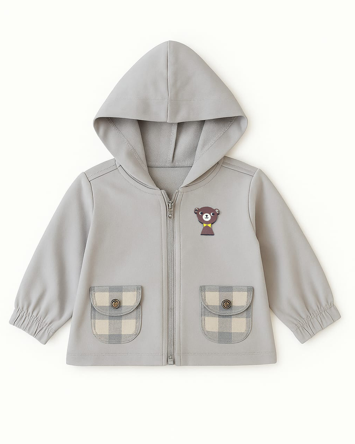 Baby Boy’s 3-Piece Set with Zip-Up Sweatshirt, Printed T-Shirt and Checked Trousers<br/> - Image 3