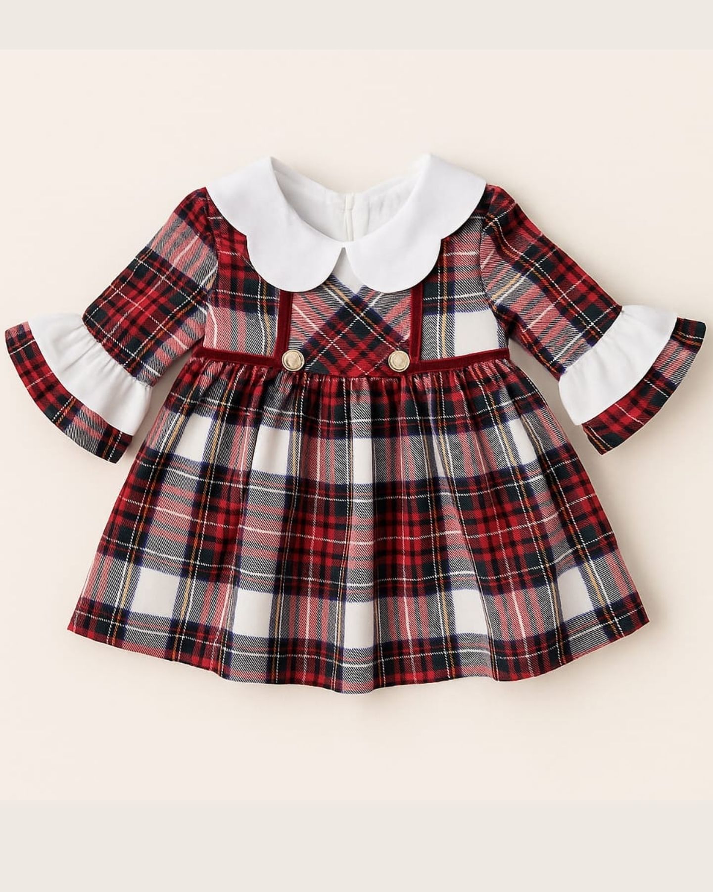 Baby Girl’s Red Tartan Special-Occasion Dress<br/> - Image 2