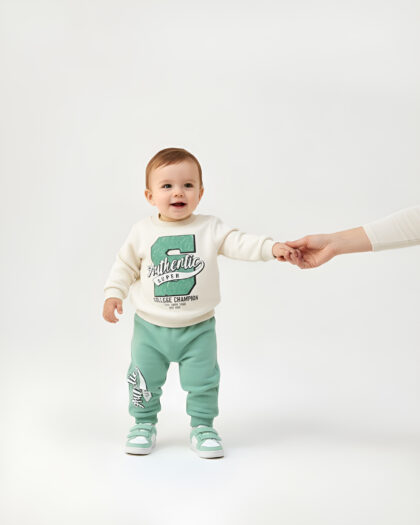 Erkek Bebek Yeşil Şardonlu Eşofman Takımı