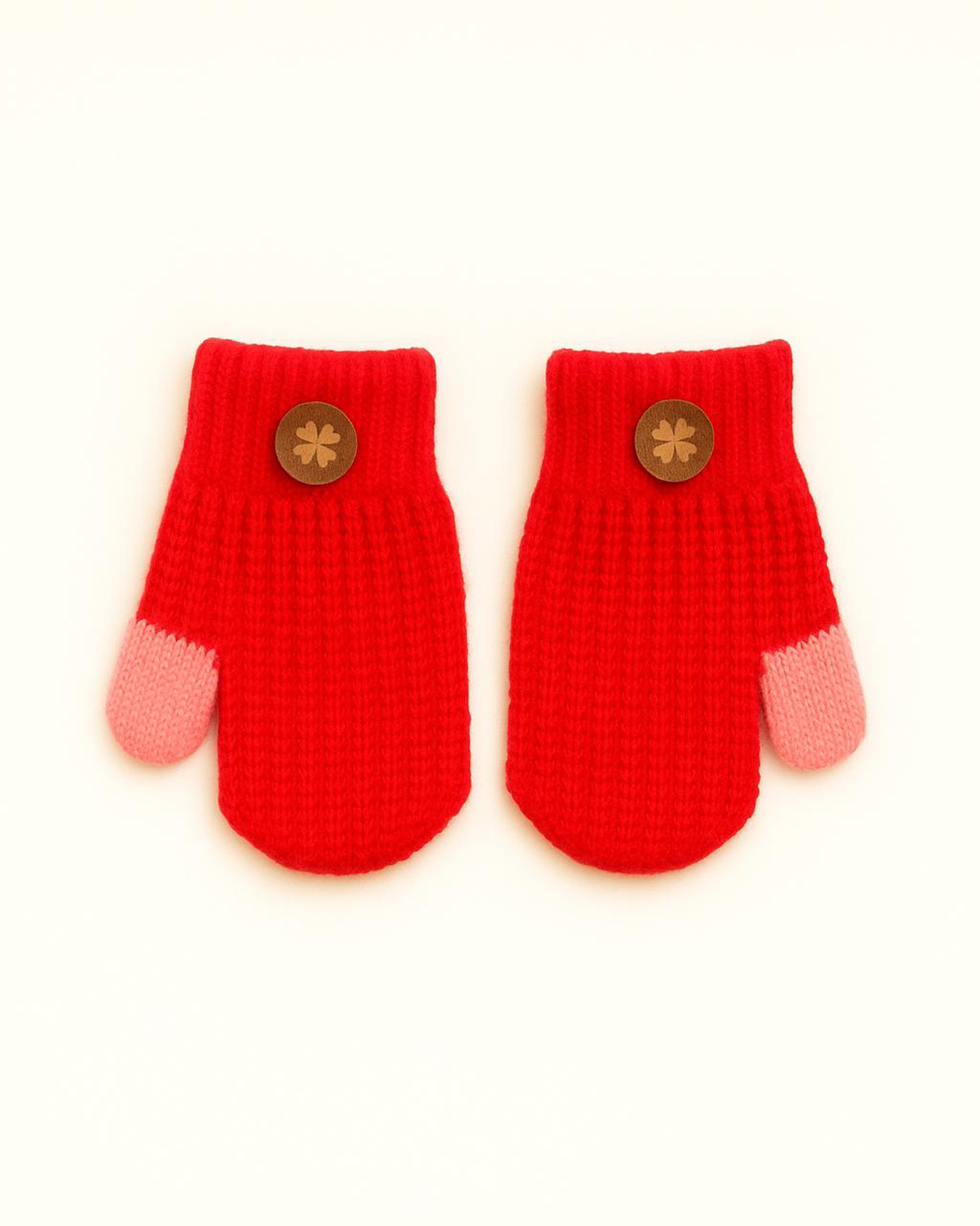 Baby Girl’s Red Knitted Gloves – Ages 0–2