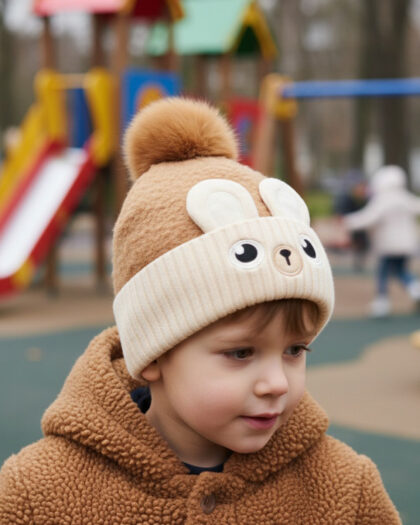 Erkek Çocuk Kahve Ponponlu Bere  3-8 Yaş