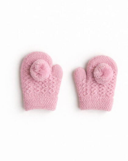 Kız Bebek Sevimli Eldiven -Pembe Ponponlu 0-18 Ay