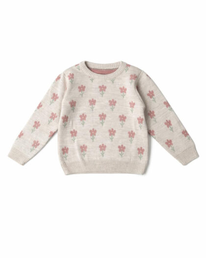 Kız Çocuk Çiçekli Kazak