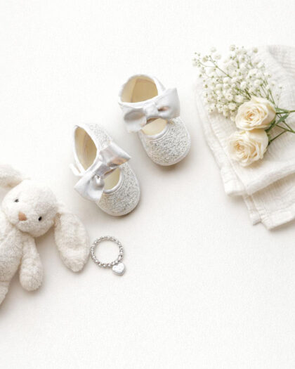 Kız Bebek Yenidoğan Fiyonk Detaylı Saten Patik Ayakkabı 0-6 Ay