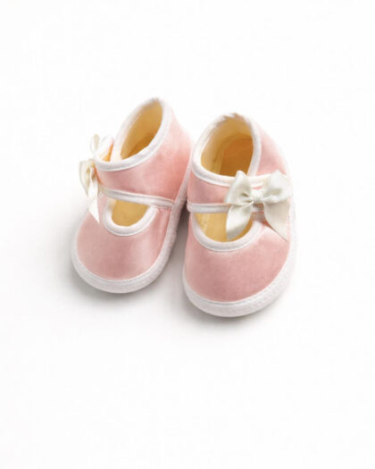 Kız Bebek Yenidoğan Pembe Saten Patik Ayakkabı 0-6 Ay