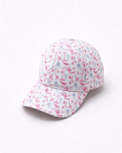 Kız Çocuk Pembe Desenli Şapka 3-6 Yaş 52 cm