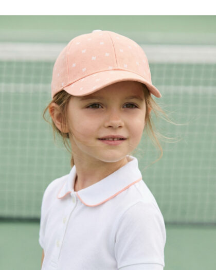 Kız Çocuk Pembe Desenli Şapka 3-7 Yaş 53 cm