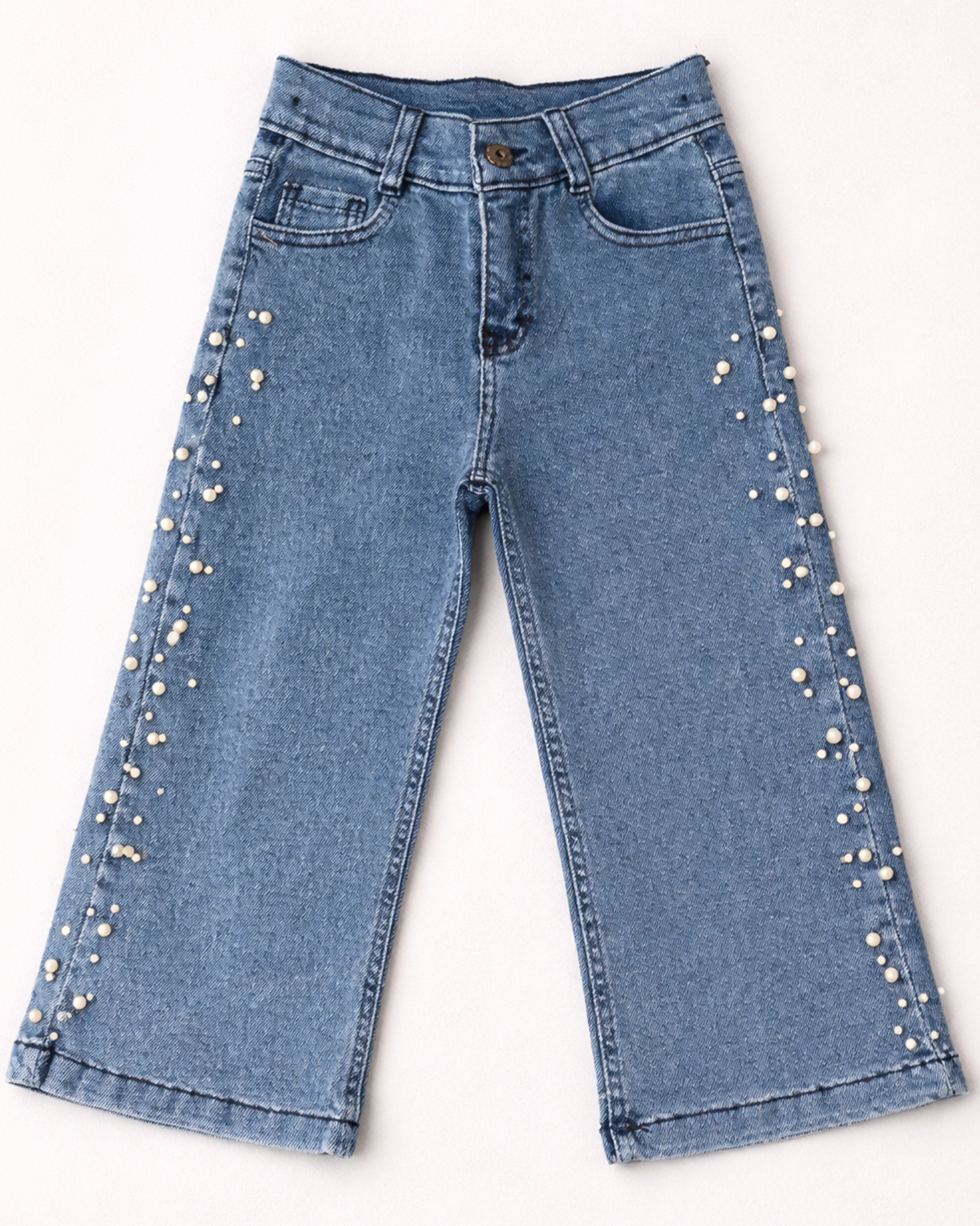 Girl’s Pearl-Detail Flared Jeans