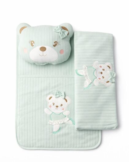 Kız Bebek Mint Yeşili Battaniyeli Yastıklı 3'lü Alt Açma Seti