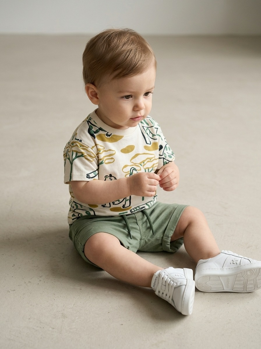 Baby Boy Tiger-Print Short-Sleeved Cotton Summer T-Shirt - Image 2