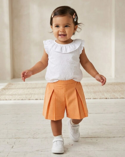 Kız Bebek Turuncu Şortlu Bluz'lu Takım