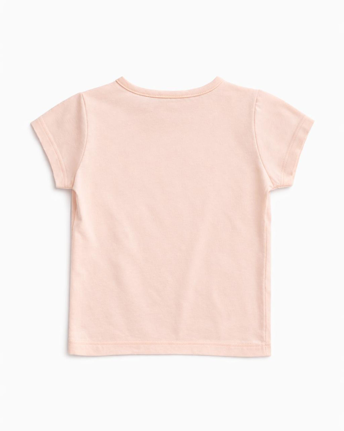 Kız Çocuk Somon Renk Fiyonk Desenli Ön Düğüm Detaylı Kısa Kollu Tshirt - Görsel 4