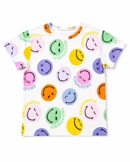 Kız Çocuk Neşeli Emoji Desenli Yazlık Tshirt