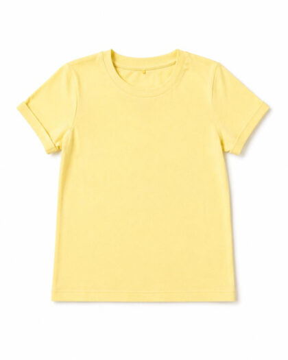 Kız Çocuk Basic Bisiklet Yaka Kısa Kollu Tshirt – Sarı