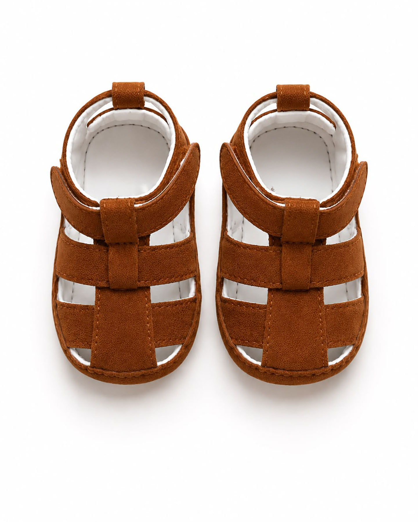 Baby Boy Brown Soft-Sole Hook-and-Loop Summer Sandals
