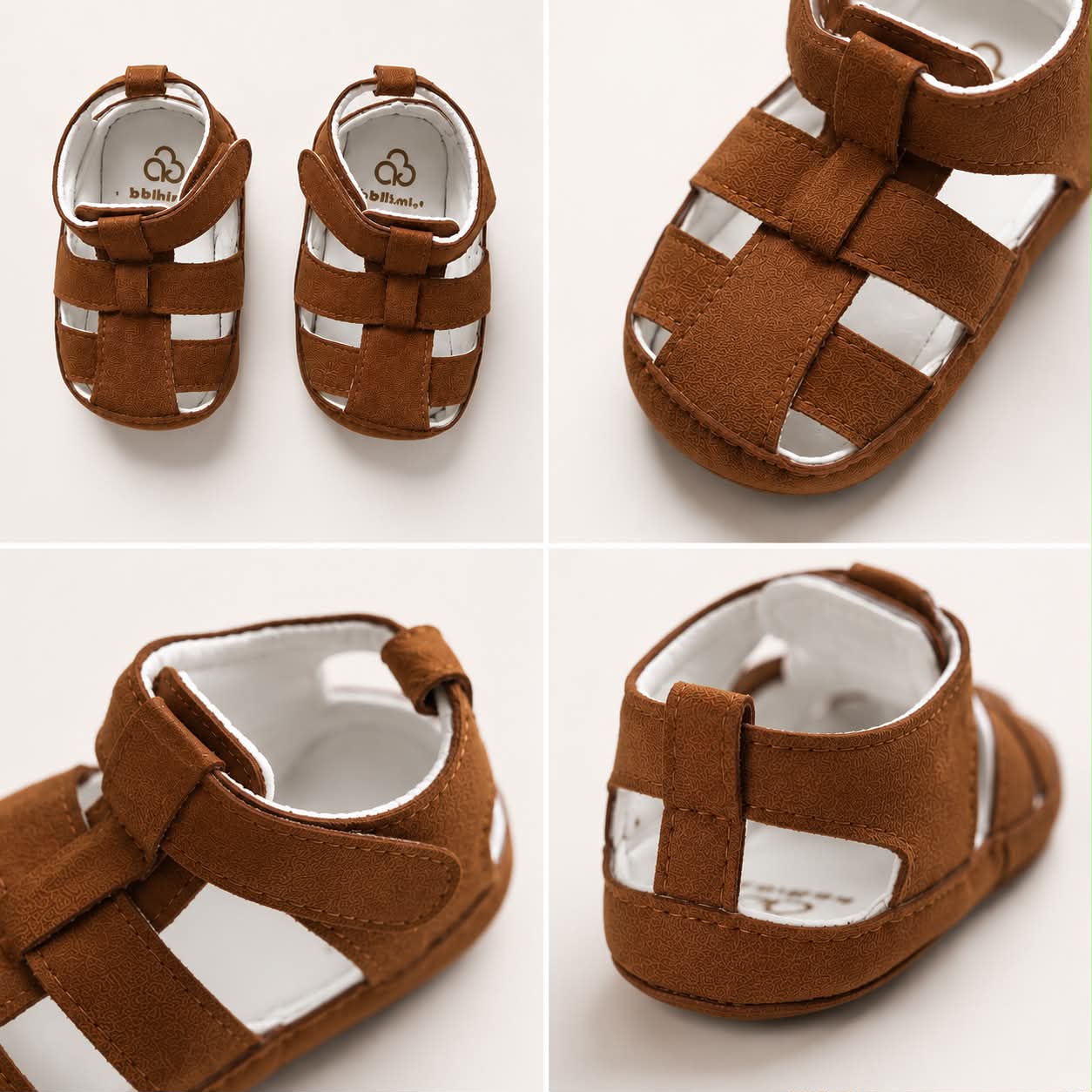 Baby Boy Brown Soft-Sole Hook-and-Loop Summer Sandals - Image 2